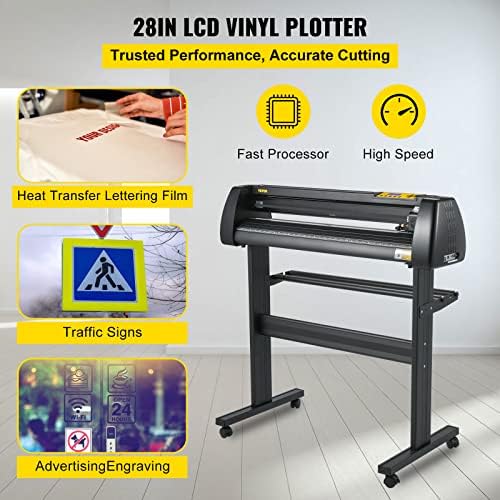 VEVOR Vinyl Cutter Machine, 28 Inch Paper Feed Cutting Plotter Bundle, Adjustable Force & Speed Vinyl Printer, LCD Display Windows Compatible Sign Making kit with Signmaster Software, Supplies, 3 Blad - Image 2