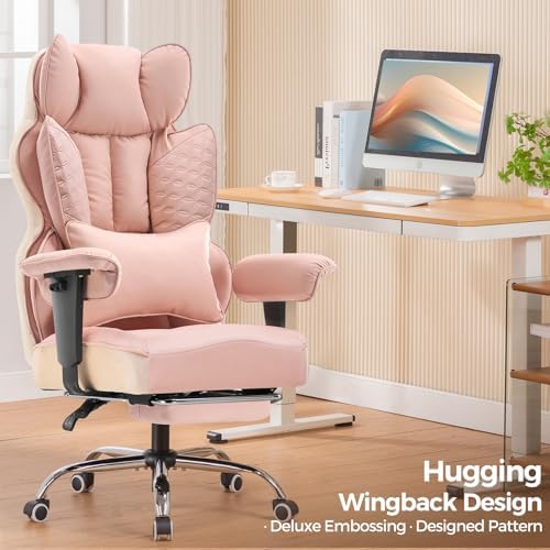 COMHOMA Big and Tall Office Chair Heavy Duty Wide Ergonomic Gaming Chair with Deluxe Embossing Designed Leather with Foot Rest,145°Reclining Adjustable Armrests Pocket Spring Back Support and Pillow - Image 3