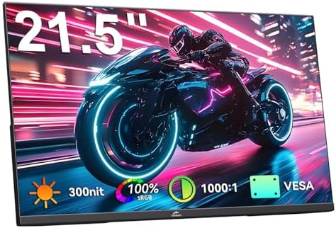 Kenowa 21.5" Large Portable Monitor FHD 1080P IPS 75Hz Frameless USB C HDMI Portable Gaming Monitor, Built in Speakers Stand Travel Second Monitor for Laptop Phone PC Xbox by Kenowa