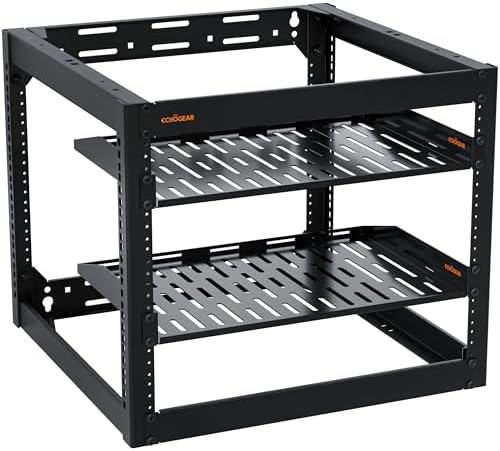 ECHOGEAR 10U Open Frame Rack w/Optimal Air Flow, DIY Assembly, 20.4” Depth by ECHOGEAR