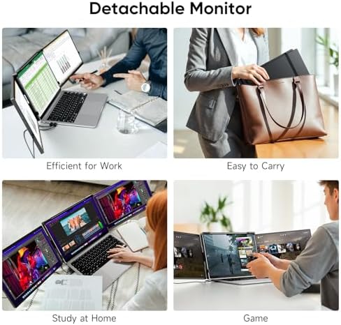 Dopesplay Laptop Screen Extender, 14" Triple Portable Monitor for Laptop, FHD 1200P IPS Screen Extender Monitors for 14"-17.3" Carry a USB flash drive，Plug & Play Compatible with Windows, Mac, Android - Image 6
