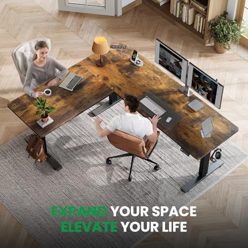 SIAGO L-Shaped Standing Desk - 75 x 63 Inch Adjustable Corner Standing Desk with Charging Station - L Shape Sit Stand Table with Memory Controller, Splice Board for Home Office - Image 2