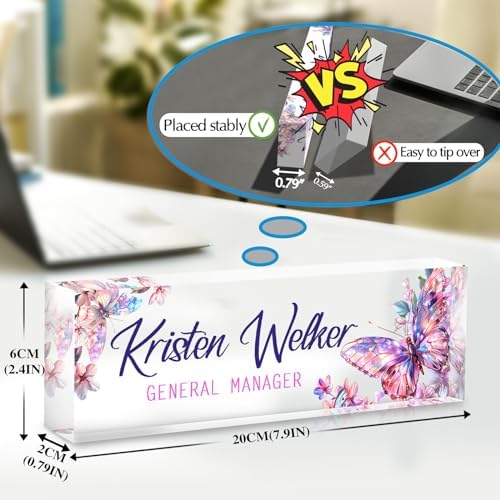 Desk Name Plate Personalized, Custom Name Plate for Desk, Personalized Teacher Appreciation Gifts for Desk Decor, Office Gifts for Coworkers Employees Boss, Teacher, Social Worker (Butterfly) - Image 6