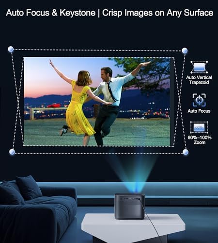 Miroir Mini Projector, Home HD Projector with Built-in Speaker, Auto Focus, Keystone Correction, Portable for Outdoor Movies, Compatible with Smartphone, TV Stick, Laptop, HDMI, USB - Image 6