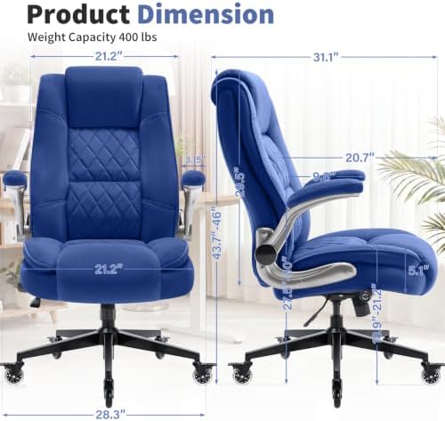 Fabric High Back Office Chair, Thick Padded Ergonomic Computer Desk Chair - Image 3