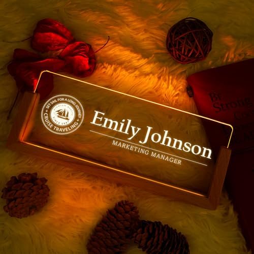 Custom Name Plate for Desk, Personalized Light Up Acrylic Desk Name Plate, Personalized Office Gifts for Boss Coworkers Teacher, Employee Appreciation GIfts, Office Decor for Women Men - Image 2
