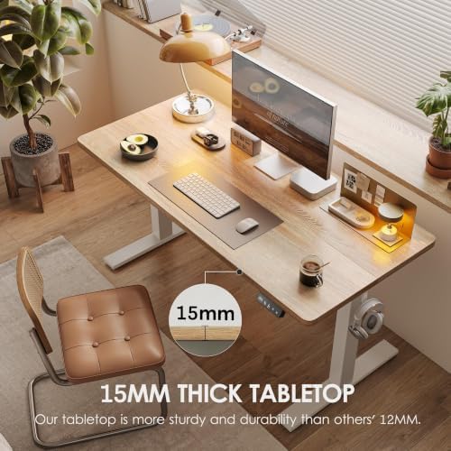 TIQLAB 55 X 24 Inch Height Adjustable Electric Standing Desk, Maple - Image 4