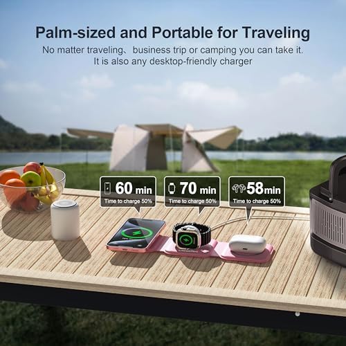 3 in 1 Charging Station for Multple Devices,Foldable 3 in 1 Wireless Charger for Travel,Nano Wireless Charging Station for iPhone16 15 14 13 12 Pro Max/Watch 10 9 8 7 6 5 4 3 Ultra/AirPod Pro - Image 2