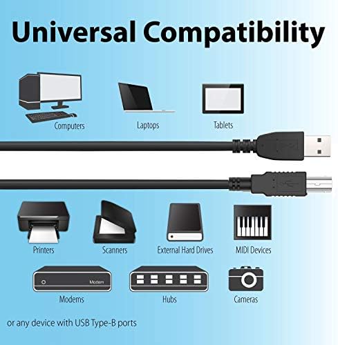 6ft USB 2.0 PC Data Cable Cord Replacement for Avision AV1860 AV1880 AV5400 AV175+ AV188 AD240 AV320E2+ AV1760 AV5200 Desktop Document Receipt Sheetfed Scanner - Image 2