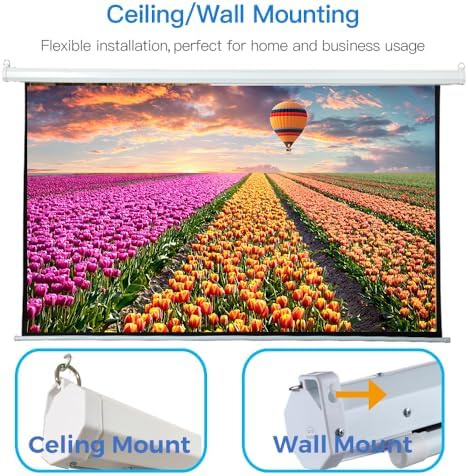 100 Inch Motorized Projector Screen with RF Remote, 16:9 HD, Silver Case - Image 5