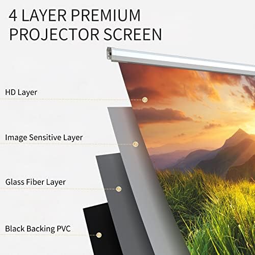 Aoxun Motorized Projector Screen Pull Down with Remote Control 120 inch Electric 4:3 Projection Screen,Video Projection Screens-White - Image 3