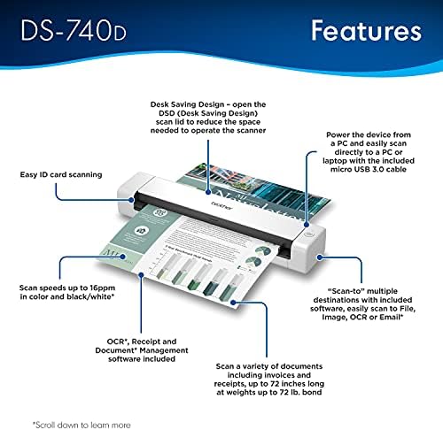 Brother DS-740D Duplex Compact Mobile Document Scanner - Image 3