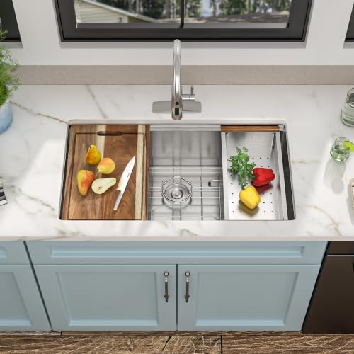 33"x19" Undermount Kitchen Sink Ledge Workstation - Image 4