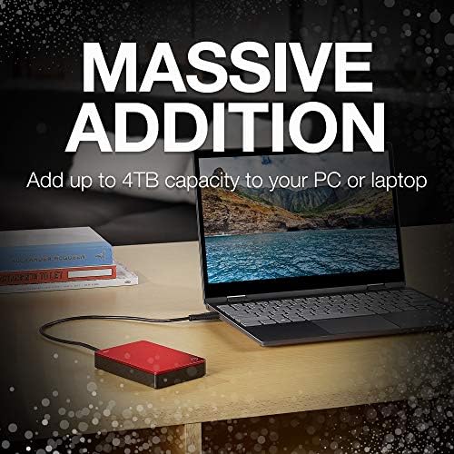 Seagate Backup Plus Portable 5TB External Hard Drive HDD – Red USB 3.0 for PC Laptop and Mac, 2 Months Adobe CC Photography (STDR5000103) - Image 3