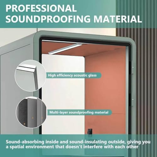 Office Sound Booth with Audio Privacy - Indoor Privacy Sound Isolation Booth with Magnetic Lock Sliding Glass Door,Lighting,Socket, Modern Soundproof Room for Meeting (42.52IN) - Image 3