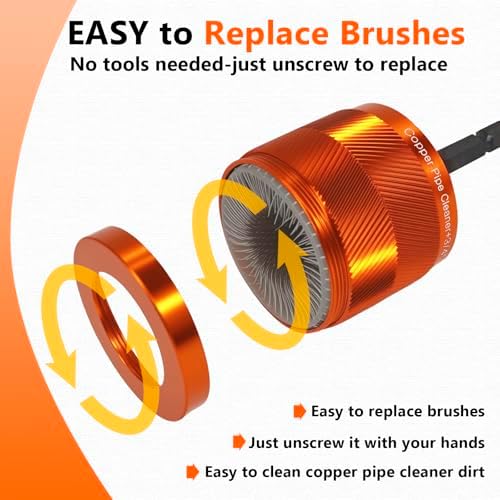1/2" & 3/4"&1" Copper Pipe Cleaner Set for Drill,with 1/4" Hex Shank & 6 Brush Blades & 3 Pipe Cleaning Brush,Drill Copper Pipe Cleaner for Removing Rust,Stains & Paint - Image 3