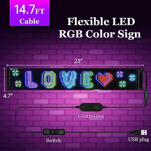 Programmable LED Sign for Business,Flexible Digital Sign,Scrolling LED Sign,Bluetooth APP,DIY Design Animations,Text, Graffiti,Colour (23''x5'') - Image 4