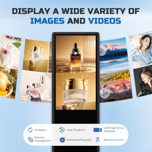 HARZHI 49 Inch Digital Signage Kiosk, 2K Touchscreen Floor Standing Advertising Display with IPS LCD Screen, Android OS and Auto Media Player - Image 4