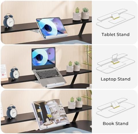 COMHOMA Electric Standing Desk with Drawers, 48 x 24'' Sit Stand up Desk with Monitor Stand, Laptop Stand, Height Adjustable Ergonomic Home Office Computer Desk with Memory Preset Controller (Black) - Image 4