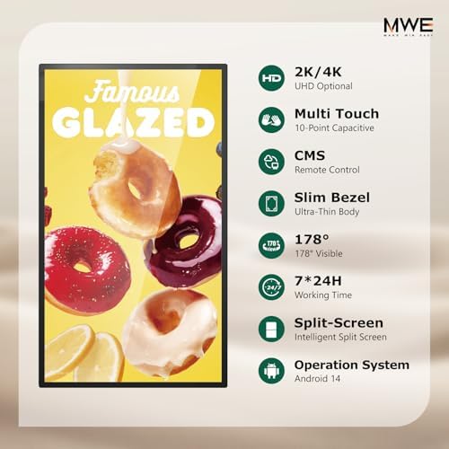 21.5 inch Wall Mount Digital Signage, Touchscreen Industrial Monitor - Image 2