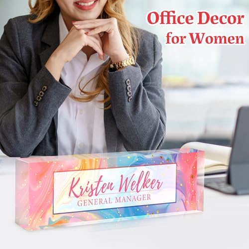 Custom Office Name Plate for Desk - Desk Name Plate Personalized Gifts for Coworkers, Boss, Employees, Teacher, Nurse - Office Desk Decor for Women Men - Employee Appreciation Gifts (Pink/Blue) - Image 3