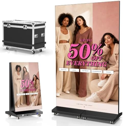 80" Seamless Splicing LED Display, Foldable Poster Screen with P1.86 Digital Signage Display LED Totem with USB/HDMI/WiFi/Remote by JASZDOT