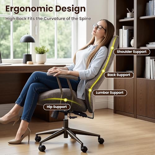 ovios Ergonomic Office Chair, High-Back Faux Suede Computer Executive Chair - Image 3