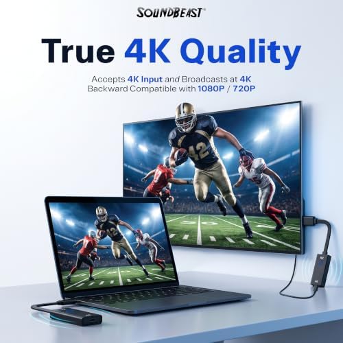 SoundBeast 4K Wireless Presentation & Video Broadcasting System for Laptops & Smartphones | 1 Transmitter, 1 Receiver Included | Transmits & Receives at True 4K or 1080P | Plug & Play - Image 3