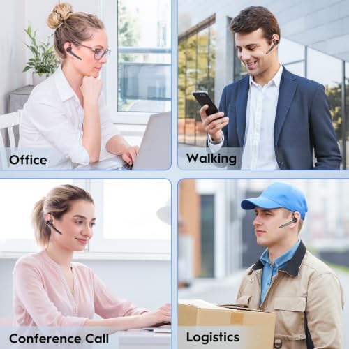 Bluetooth Headset 72H Work Single-Ear Wireless Earpiece for Cell Phone Call - Image 2