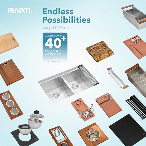 Ruvati 30-in 16-Gauge 50/50 Undermount Workstation Kitchen Sink - RVH8345 - Image 5