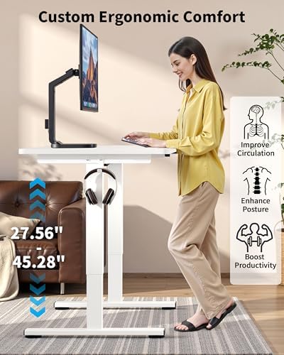 Okin Small Electric Standing Desk, 36" x 24" Whole Piece Height Adjustable Desk, White Sit to Stand Computer Workstation for Home Office - Image 6
