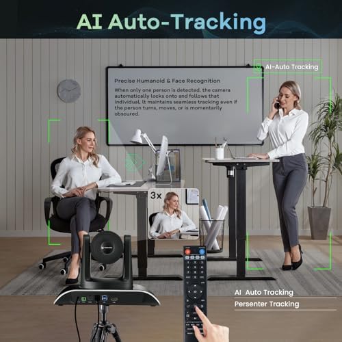 TONGVEO All-in-One Conference Room Video Camera System Al Auto-Tracking HD1080P 60fps 3X Optical Zoom USB3.0 HDMI PTZ Camera and Bluetooth Conference Speakerphone with Microphones - Image 4