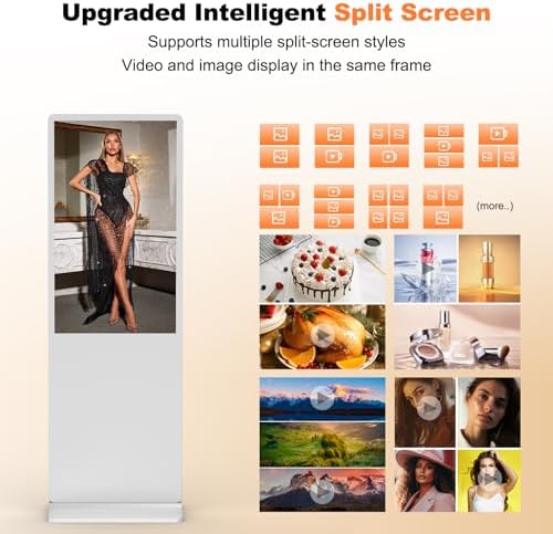 49 inch Indoor Digital Signage LCD Screen IPS Floor Standing Digital Kiosks Interactive Displays with WiFi HDMI/USB Input Auto AD Player, Android OS White - Image 6
