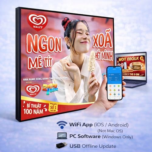 P4 Outdoor LED Sign Display 40x40 Inch, Full Color Programmable Digital Signage with WiFi & USB Control, 240x240 HD LED Video Screen for Storefront Advertising, Supports Video Images Scrolling Text - Image 3