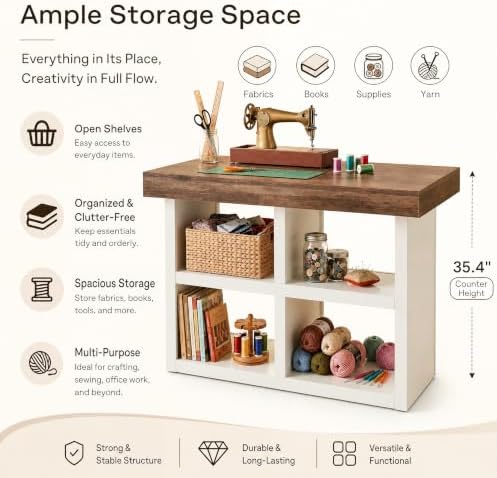 Tribesigns Artwork Craft Table with Storage, Counter Height Sewing Cabinet - Image 4