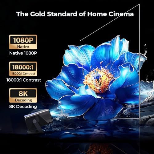 [2000 ANSI Daylight Visible] Native 1080P Smart Video Projector 4K 8K Input, Android 14 Projecteur Portatif with HiFi Sound, Auto Focus & Keystone, WiFi Bluetooth Home Theater for iPhone/Netflix X7 - Image 3