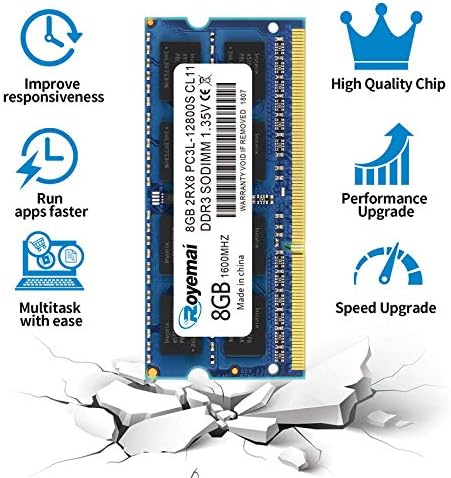 DDR3 1600MHz 8GB PC3L-12800S DDR3L 12800 Sodimm, Royemai 2Rx8 1.35V / 1.5V CL11 204-pin RAM Memory for Laptop Notebook Computer - Image 2