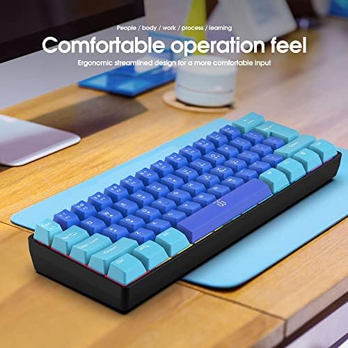 Snpurdiri 60% Wired Gaming Keyboard, RGB Ultra-Compact Mini Keyboard, Waterproof Mechanical Feeling Small Keyboard for PC/Mac Gamer, Typist, Travel, Easy to Carry on Business Trip (Wathet-Blue) - Image 6