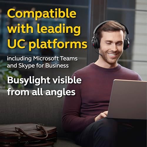 Jabra Evolve2 65 UC Wireless Headphones with Link380a, Stereo, Black – Wireless Bluetooth Headset for Calls and Music, 37 Hours of Battery Life, Passive Noise Cancelling Headphones - Image 7