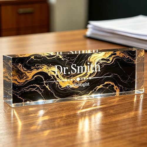 Custom Name Plate for Desk, Desk Name Plate Personalized, Acrylic Desktop Ornament, Stylish Office Decor, Appreciation Present for Boss, Social Worker, Teacher, Nurse, Employee by Unknown