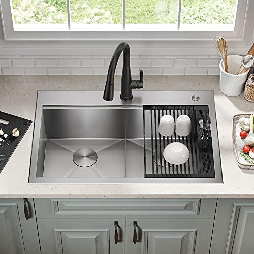 DELTA FAUCET Rivet 33-Inch Workstation Kitchen Sink Drop-In Top Mount 16 Gauge Stainless Steel 50/50 Double Bowl with WorkFlow Ledge and Chef’s Kit of 8 Accessories, 95A931-33D-SS - Image 3