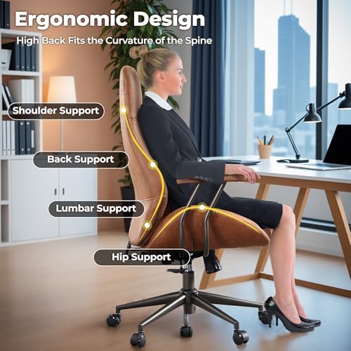 ovios Ergonomic Office Chair, High-Back Faux Suede Computer Executive Chair - Image 5