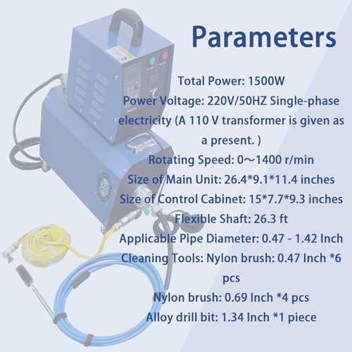 Industrial Boiler Pipeline Cleaning Machine, 1500W Dry-Wet Separation, Boiler Tube Cleaner，Split Design, Evaporator Duct Cleaner, Fits 0.47-1.42 Inch Industrial Pipe, 110V/220V - Image 3