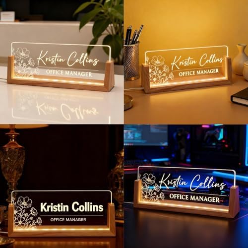 Personalized LED Name Plate for Desk, Light Up Acrylic Office Decor - Image 2