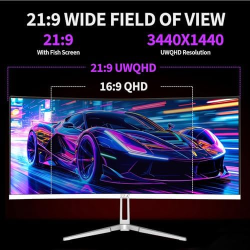 ZZA 34'' Gaming Monitor-165Hz/180Hz WQHD (3440x1440P) Ultrawide 34 White Curved Monitor,FreeSync for Tear-Free Gaming,120% sRGB, HDMI 2.1 & DP 1.4,PBP Mode,Wall Mountable - Image 5
