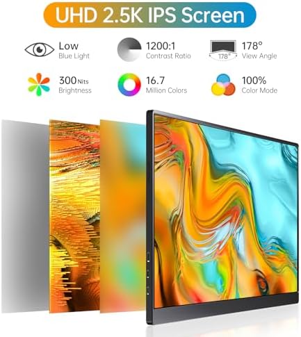 Anyuse 16" QHD USB-C HDMI HDR Portable Monitor - Image 2