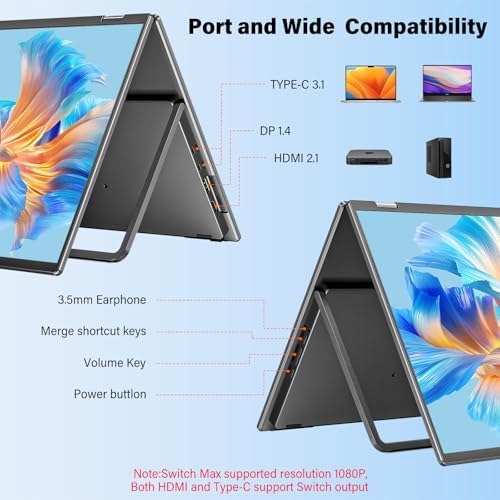 InnoView Dual Portable Monitor 23.8" 3840x2160P 4K 100% sRGB 315°Adjustable Dual Stacked Foldable Monitor Built-in Speakers Screen Extender with HDMI/USB-C/DP for Laptop Windows Mac - Image 6