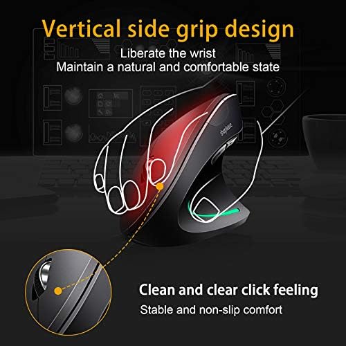 Wired Vertical Mouse, Optical Ergonomic Mouse with 4 Adjustable 800/1200/2000/3200, 5 Buttons USB Computer Mouse, Better for Large and Medium Sized Hands - Image 2