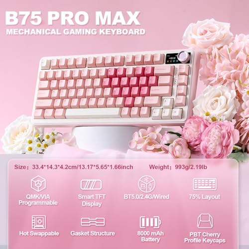 YUNZII B75 PRO MAX 75% Mechanical Keyboard (Pink Heart, Cocoa V2) - Image 2