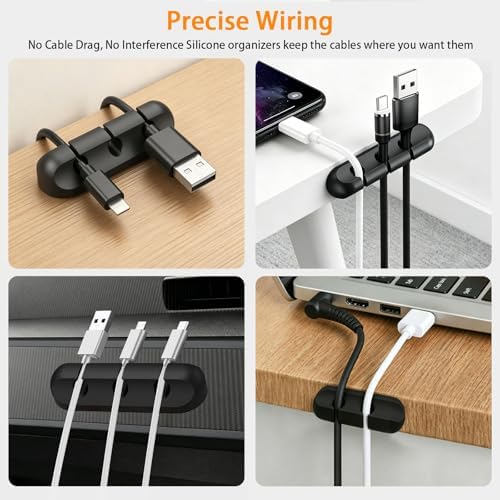 Gaming Desk Cable Management Kit 114PCS — 360° Spring Clips, Heavy-Duty Power Strip Holder, Reusable Cable Ties & Labels | Battlestation Cable Organizer for Gamers & Streamers - Image 4